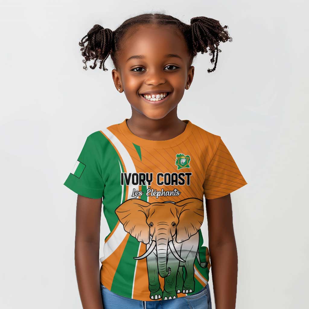Custom Ivory Coast Football Kid T shirt Les Elephants Spirit LT18