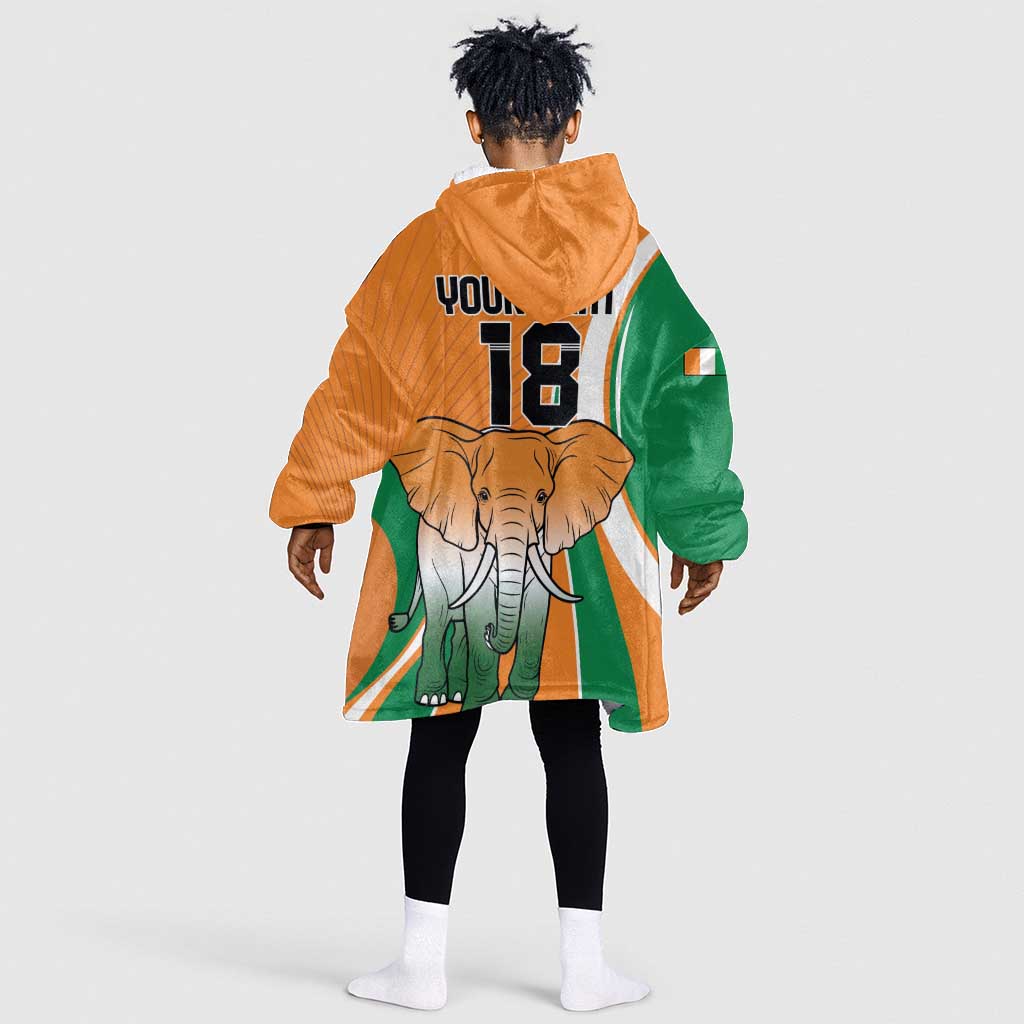 Custom Ivory Coast Football Kid Wearable Blanket Hoodie Les Elephants Spirit - African Pride