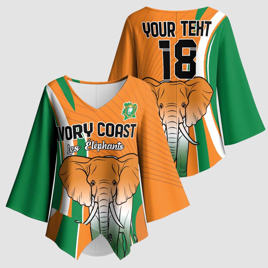 Custom Ivory Coast Football Kimono Sleeve Blouse Les Elephants Spirit - African Pride