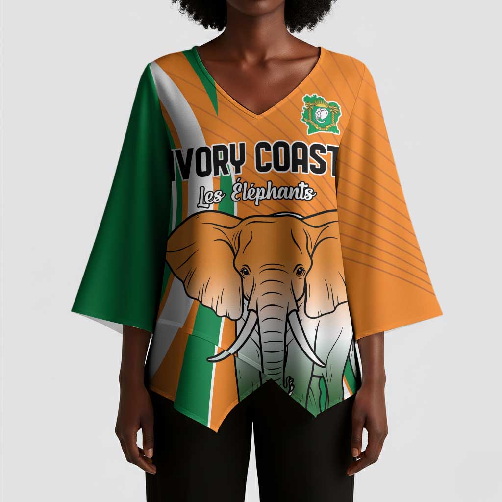 Custom Ivory Coast Football Kimono Sleeve Blouse Les Elephants Spirit - African Pride