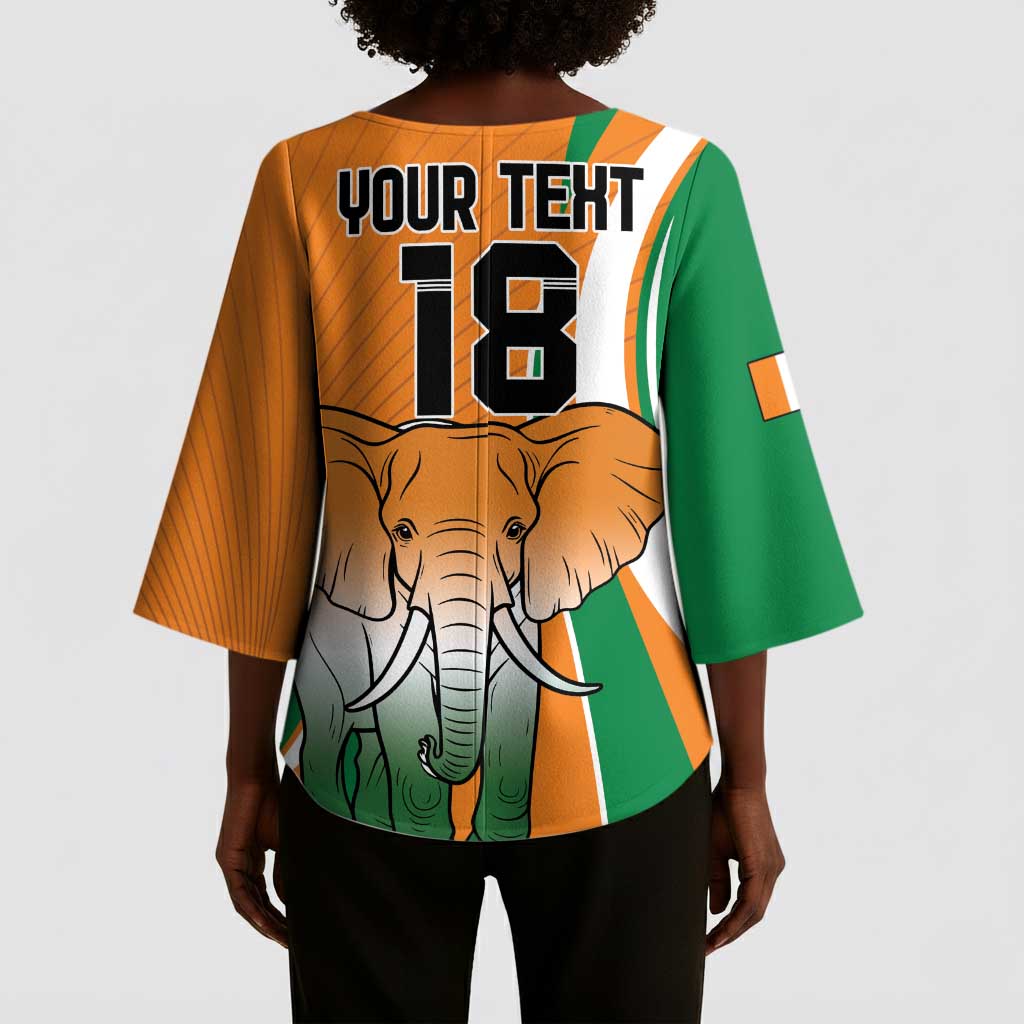 Custom Ivory Coast Football Kimono Sleeve Blouse Les Elephants Spirit - African Pride
