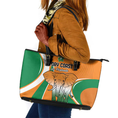 Ivory Coast Football Leather Tote Bag Les Elephants Spirit - African Pride