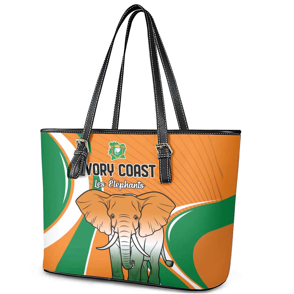 Ivory Coast Football Leather Tote Bag Les Elephants Spirit - African Pride