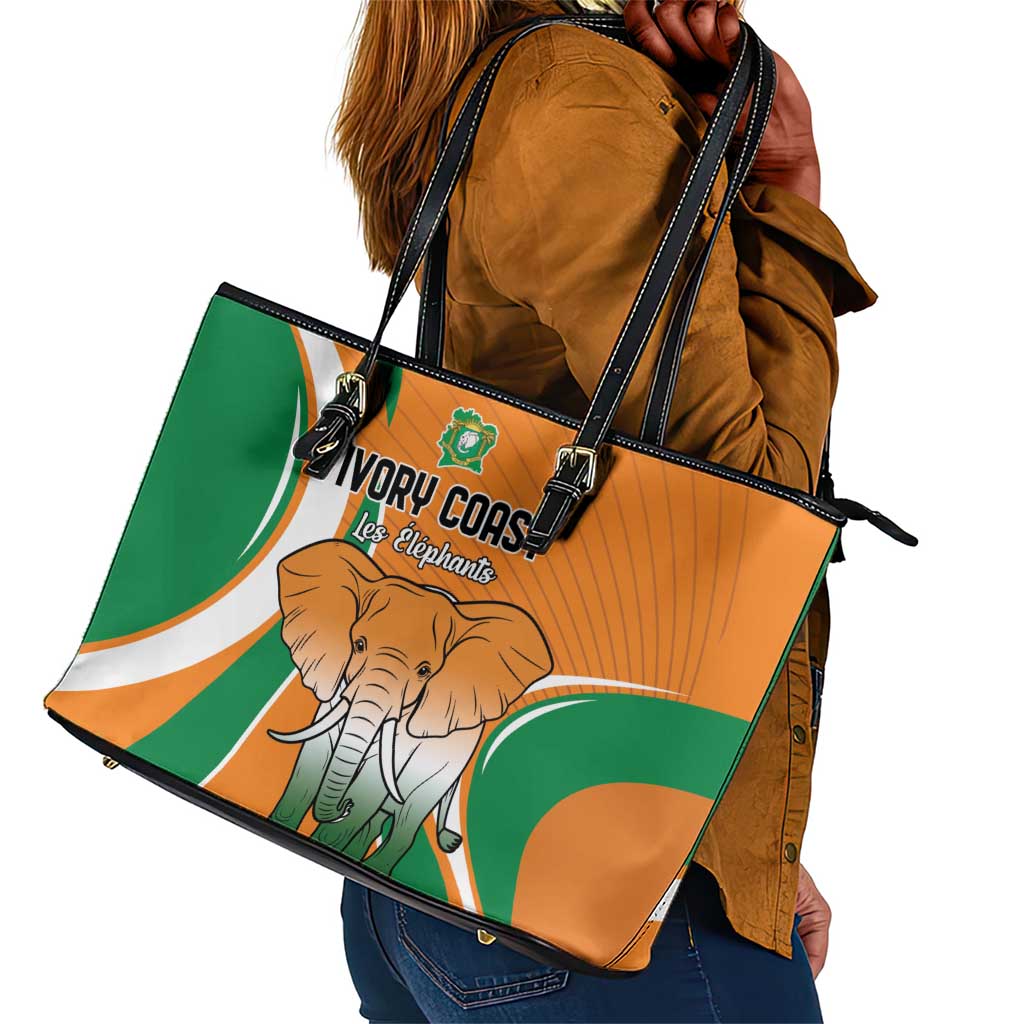 Ivory Coast Football Leather Tote Bag Les Elephants Spirit - African Pride