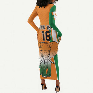 Custom Ivory Coast Football Long Sleeve Bodycon Dress Les Elephants Spirit - African Pride