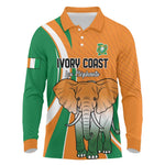 Custom Ivory Coast Football Long Sleeve Polo Shirt Les Elephants Spirit - African Pride