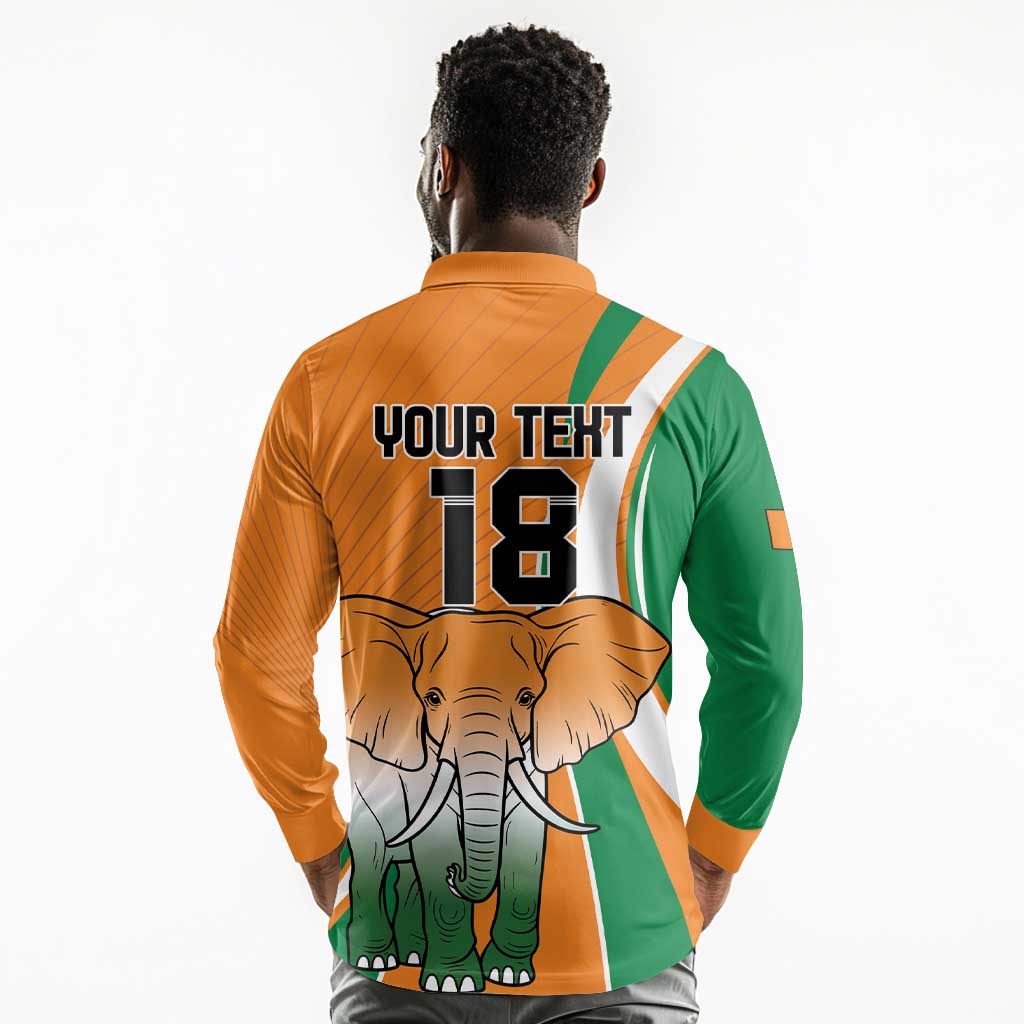 Custom Ivory Coast Football Long Sleeve Polo Shirt Les Elephants Spirit - African Pride