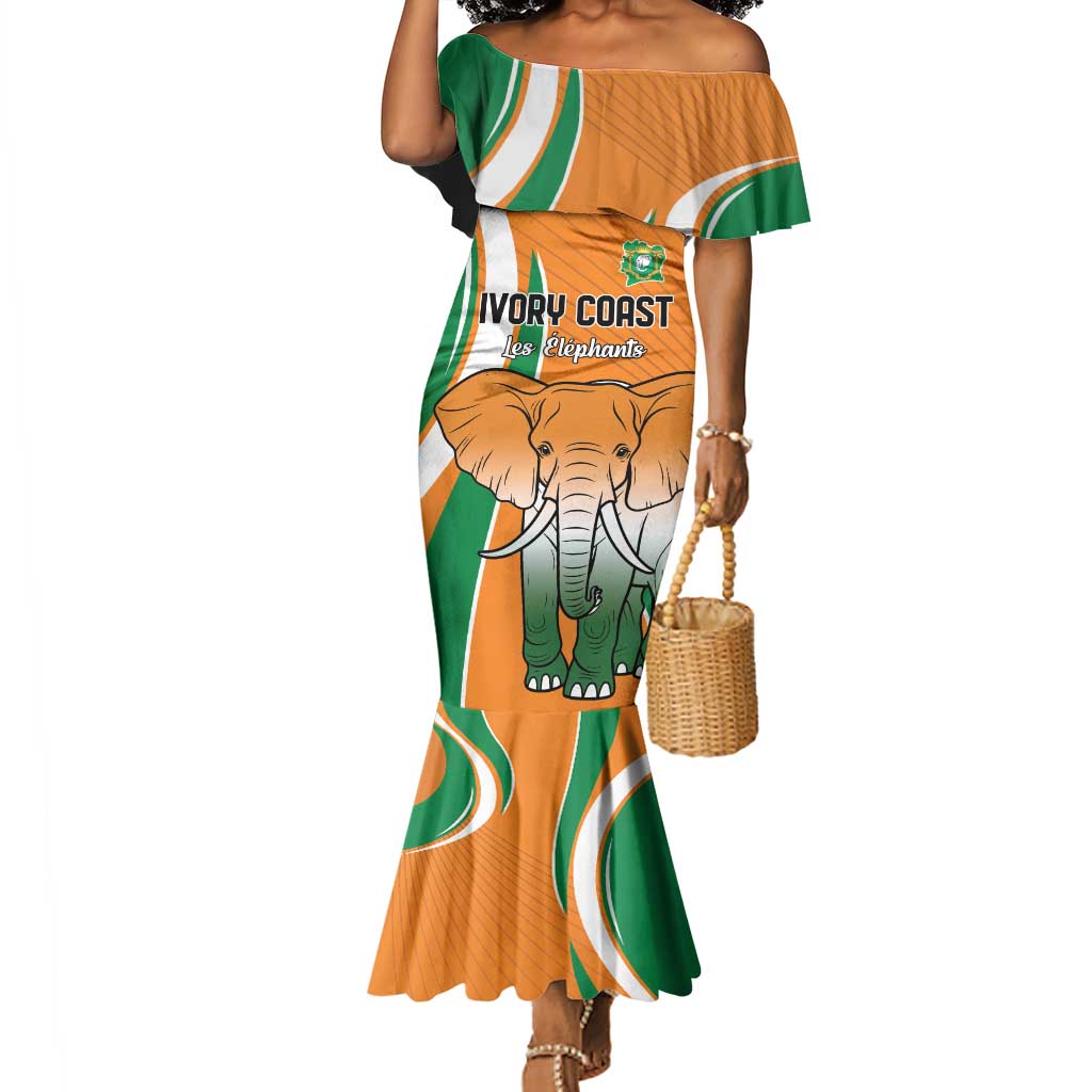 Custom Ivory Coast Football Mermaid Dress Les Elephants Spirit - African Pride