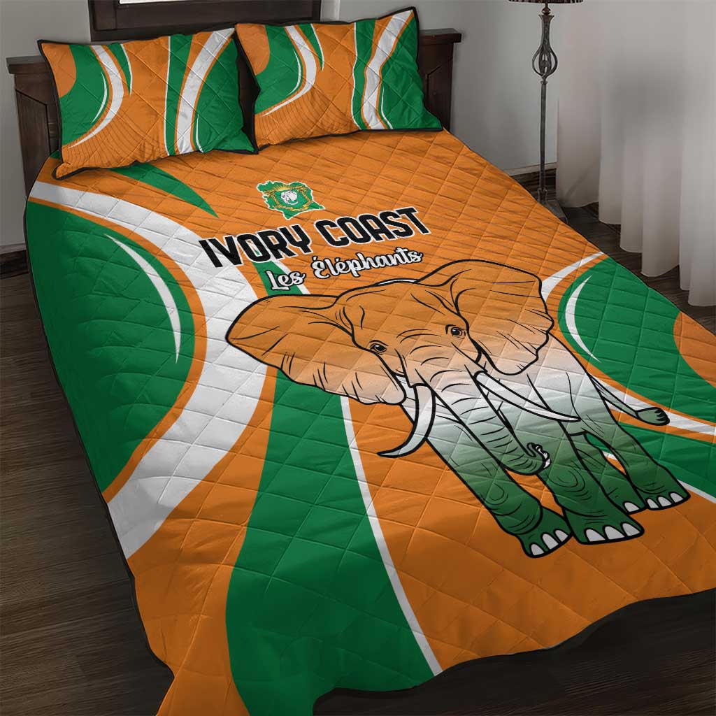 Ivory Coast Football Quilt Bed Set Les Elephants Spirit - African Pride
