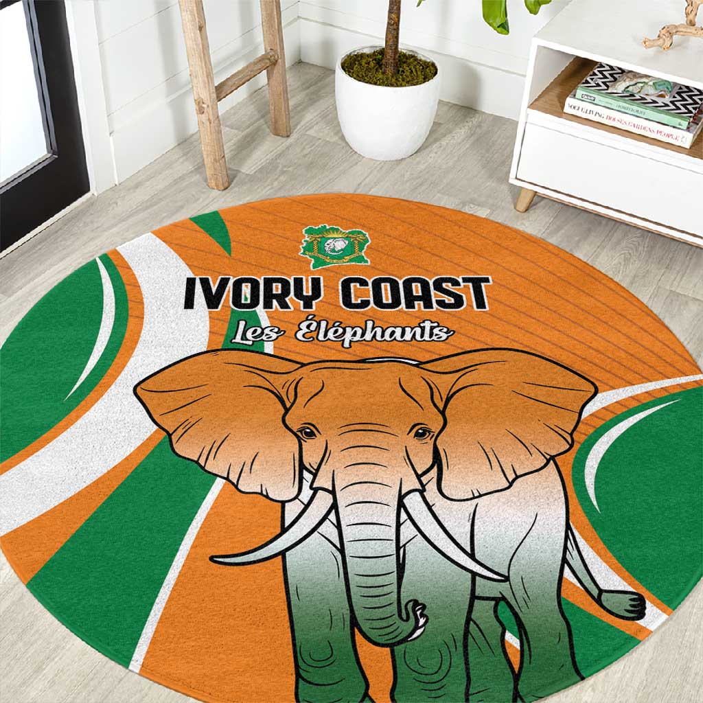 Ivory Coast Football Round Carpet Les Elephants Spirit - African Pride