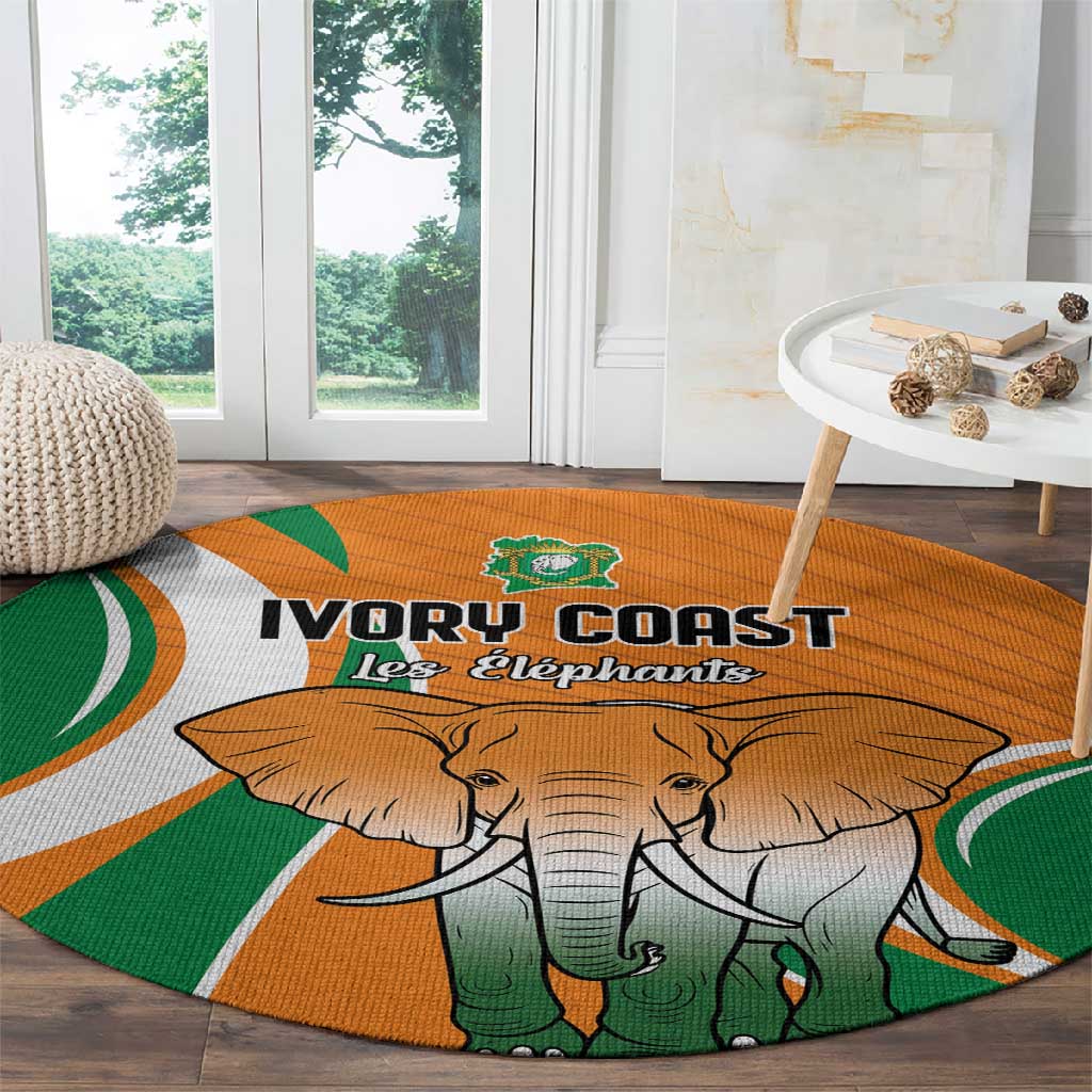 Ivory Coast Football Round Carpet Les Elephants Spirit - African Pride