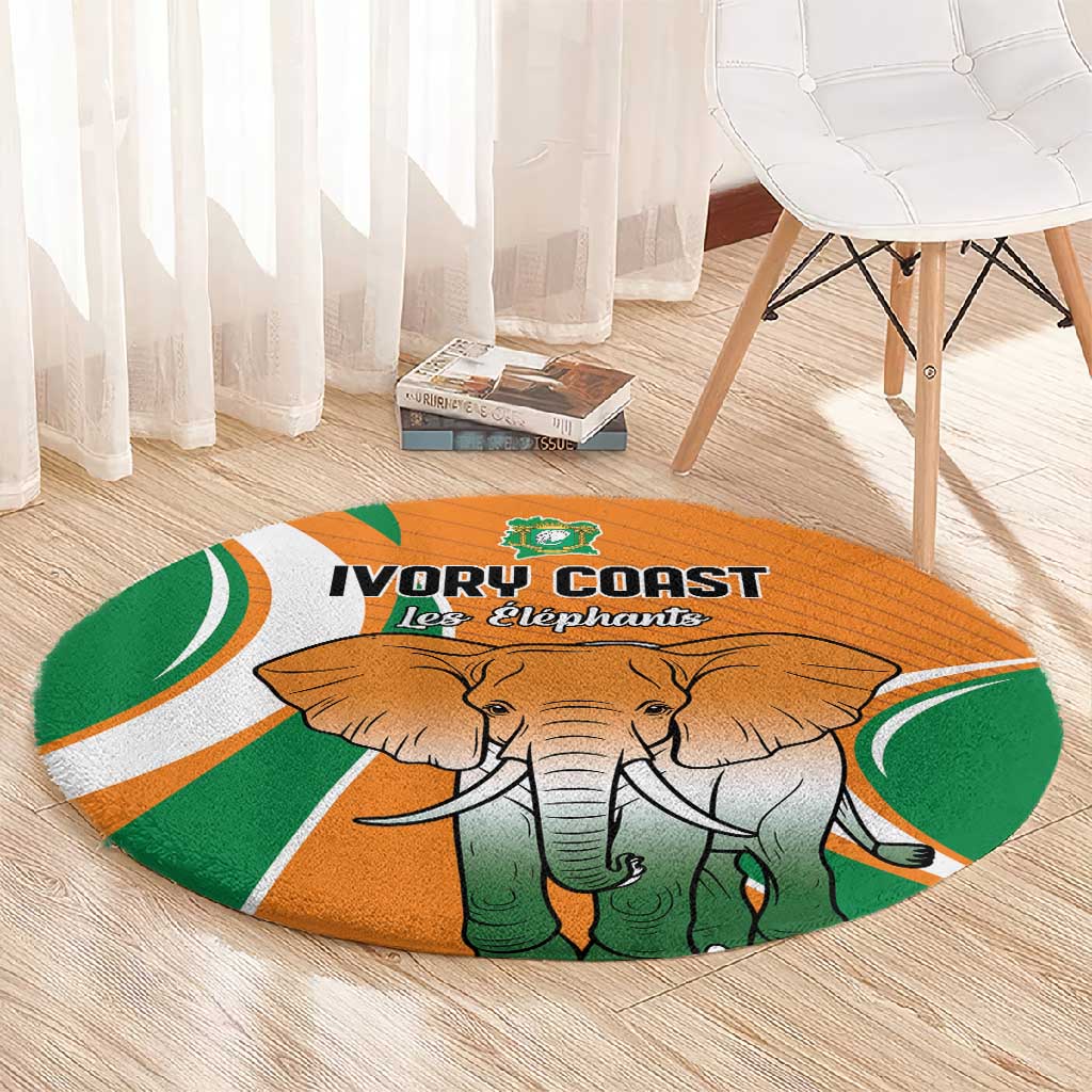 Ivory Coast Football Round Carpet Les Elephants Spirit - African Pride
