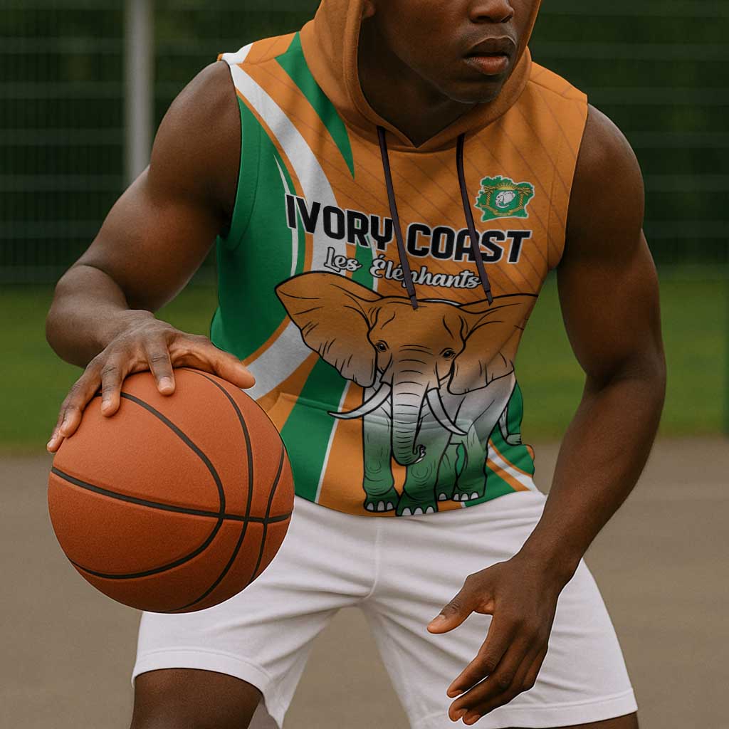 Custom Ivory Coast Football Sleeveless Hoodie Les Elephants Spirit - African Pride