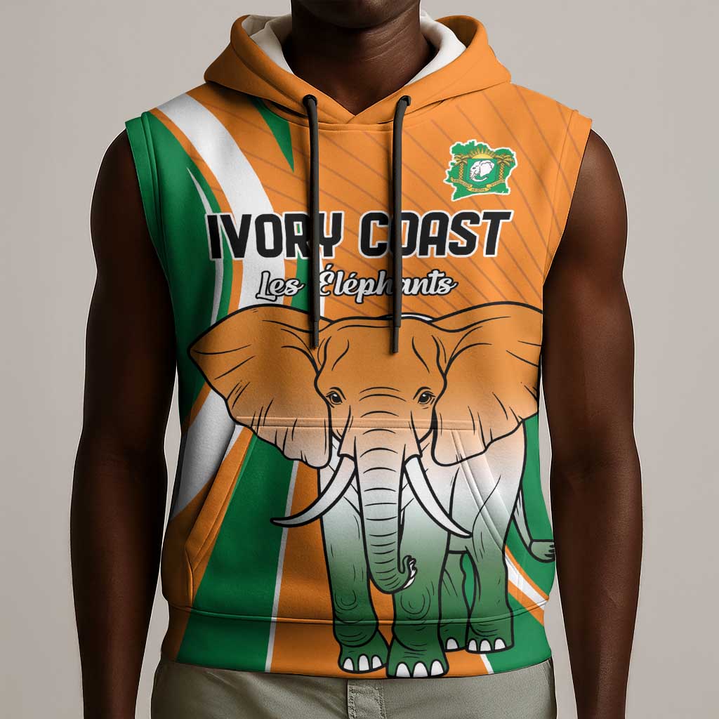 Custom Ivory Coast Football Sleeveless Hoodie Les Elephants Spirit - African Pride
