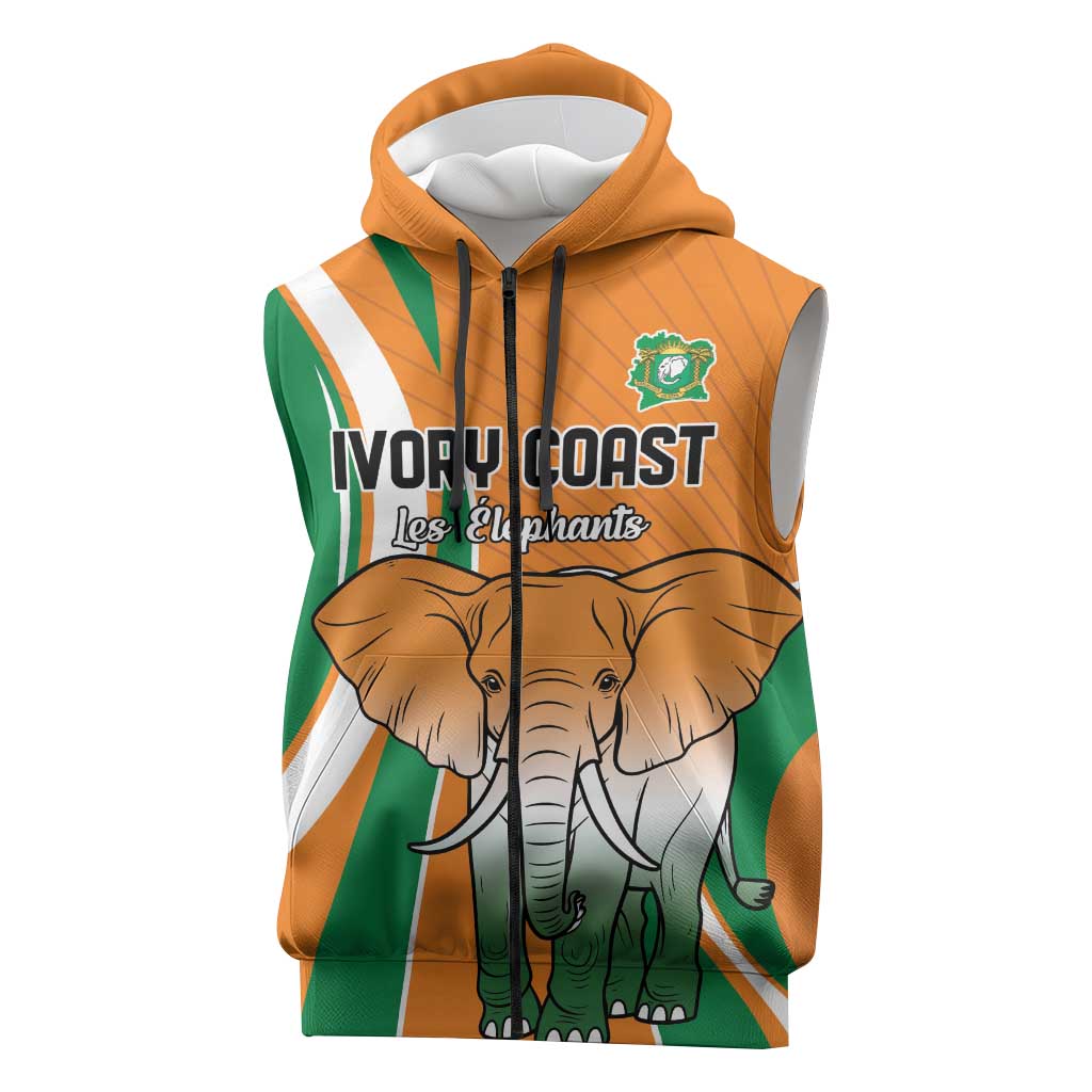 Custom Ivory Coast Football Sleeveless Zip Hoodie Les Elephants Spirit - African Pride