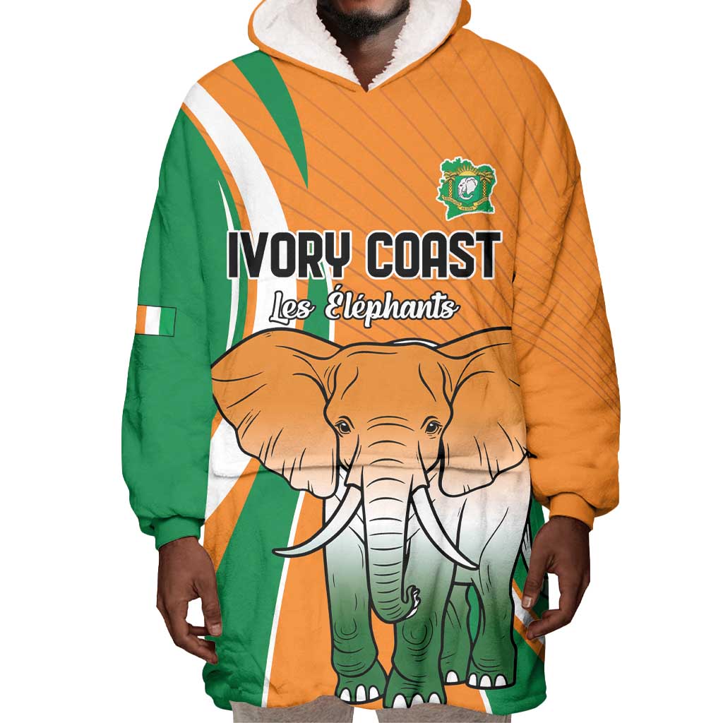 Custom Ivory Coast Football Wearable Blanket Hoodie Les Elephants Spirit - African Pride