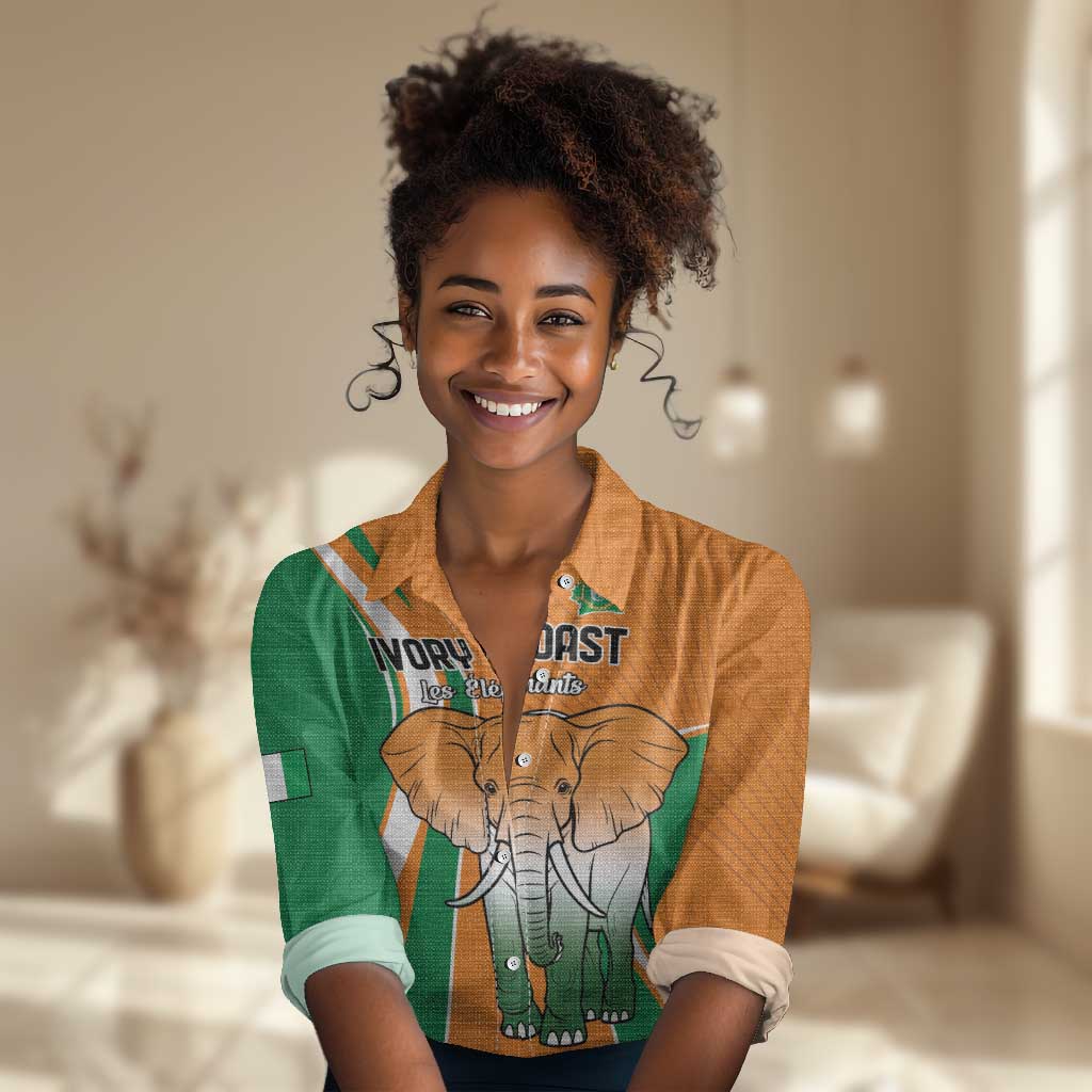 Custom Ivory Coast Football Women Casual Shirt Les Elephants Spirit - African Pride