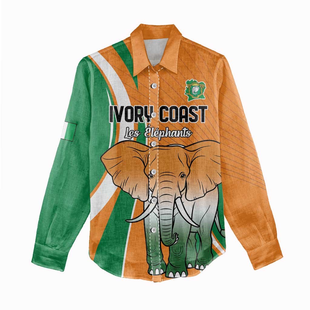 Custom Ivory Coast Football Women Casual Shirt Les Elephants Spirit - African Pride