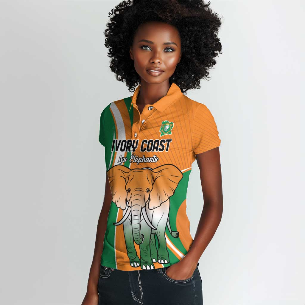 Custom Ivory Coast Football Women Polo Shirt Les Elephants Spirit - African Pride