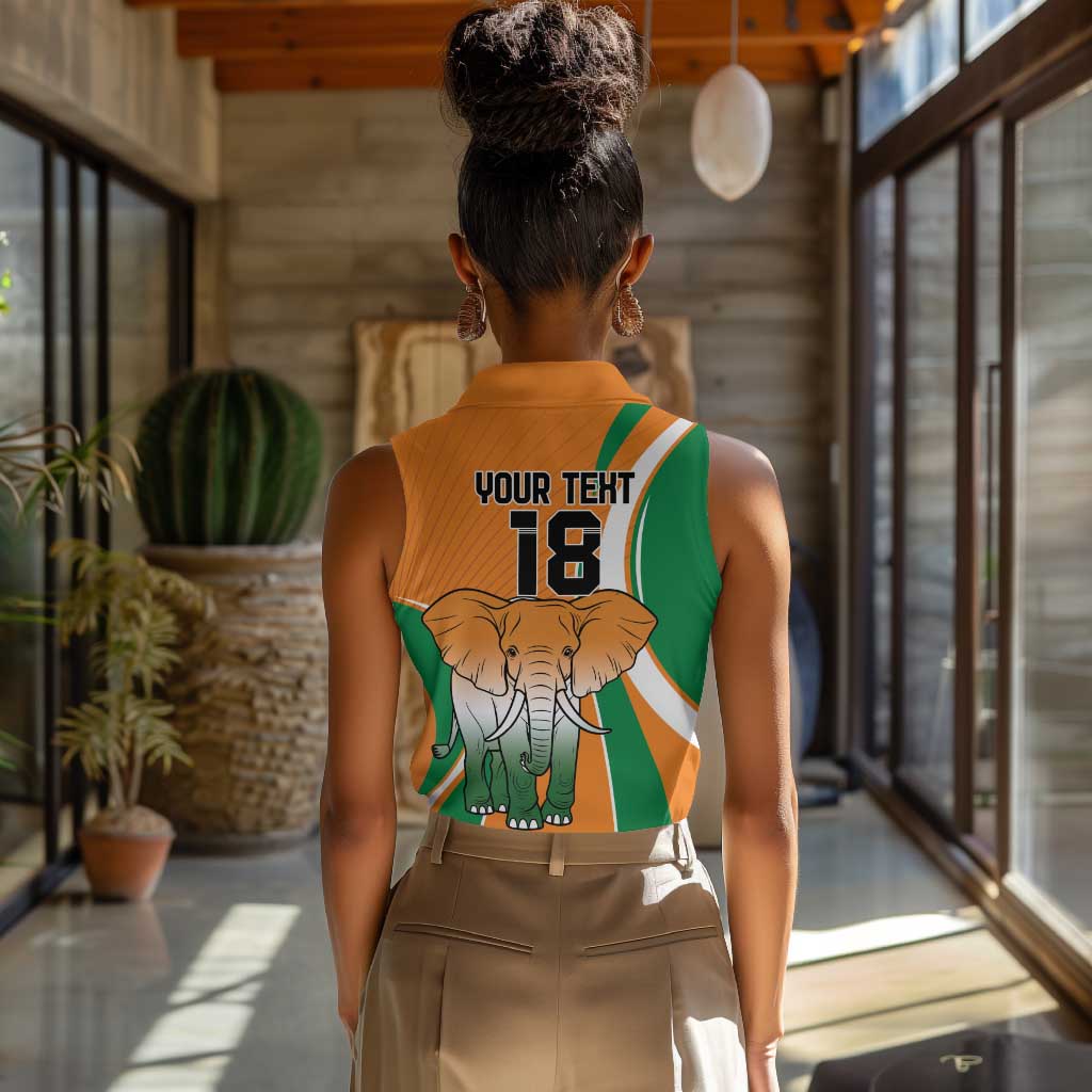 Custom Ivory Coast Football Women Sleeveless Polo Shirt Les Elephants Spirit - African Pride