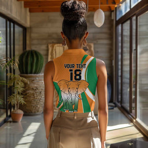 Custom Ivory Coast Football Women Sleeveless Polo Shirt Les Elephants Spirit - African Pride