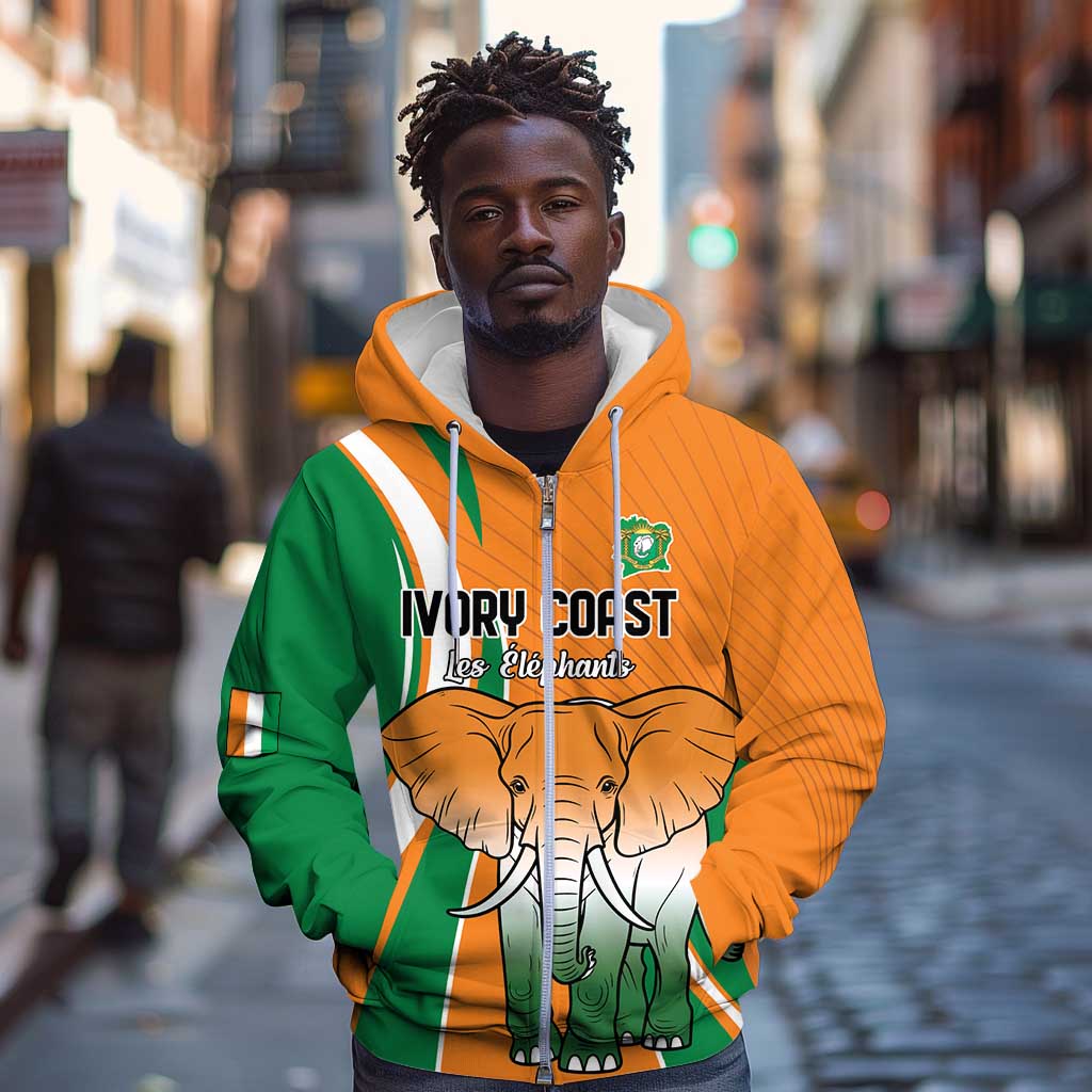 Custom Ivory Coast Football Zip Hoodie Les Elephants Spirit - African Pride