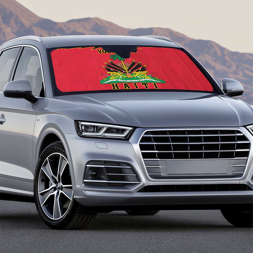 Personalized Afro-Haitians 1964 Auto Sun Shade Coat Of Arms Flag Style