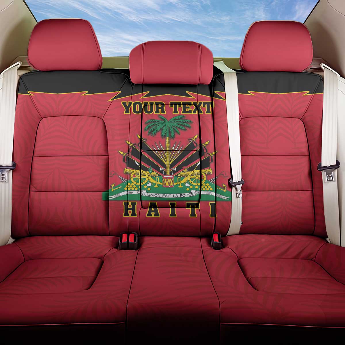 Personalized Afro-Haitians 1964 Back Car Seat Cover Coat Of Arms Flag Style - African Pride