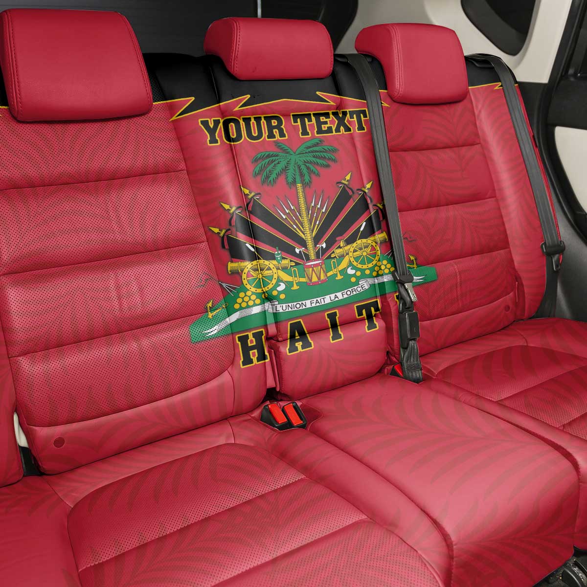 Personalized Afro-Haitians 1964 Back Car Seat Cover Coat Of Arms Flag Style - African Pride