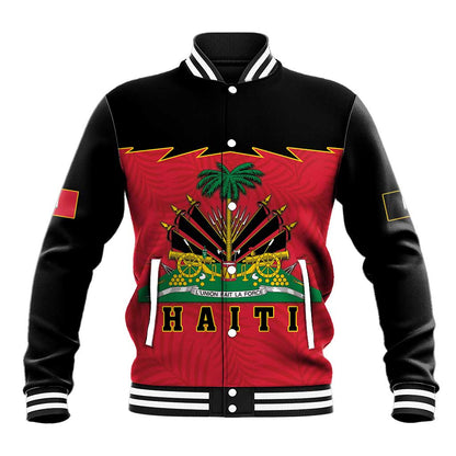 Personalized Afro-Haitians 1964 Baseball Jacket Coat Of Arms Flag Style - African Pride
