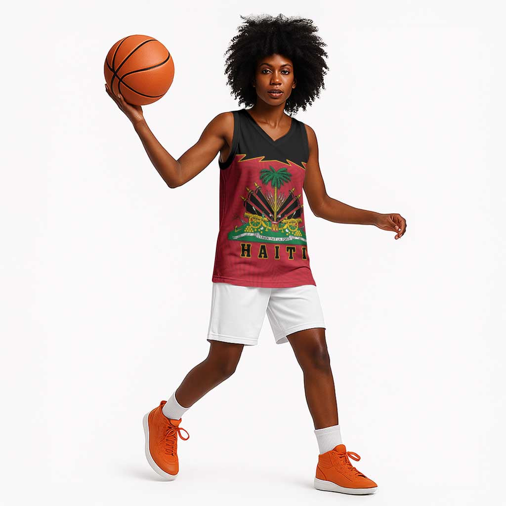 Personalized Afro-Haitians 1964 Basketball Jersey Coat Of Arms Flag Style - African Pride