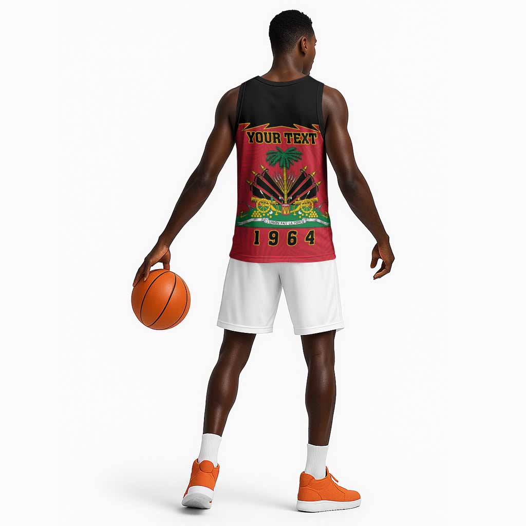 Personalized Afro-Haitians 1964 Basketball Jersey Coat Of Arms Flag Style - African Pride