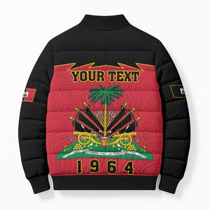 Personalized Afro-Haitians 1964 Bomber Puffer Jacket Coat Of Arms Flag Style