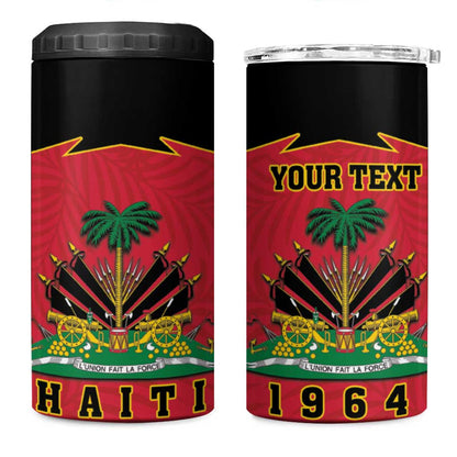 Personalized Afro-Haitians 1964 4 in 1 Can Cooler Tumbler Coat Of Arms Flag Style - African Pride