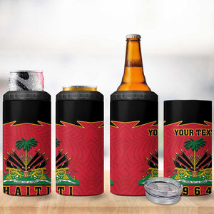 Personalized Afro-Haitians 1964 4 in 1 Can Cooler Tumbler Coat Of Arms Flag Style - African Pride