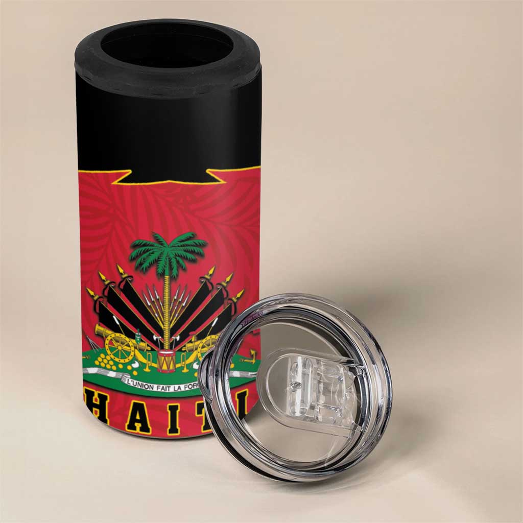 Personalized Afro-Haitians 1964 4 in 1 Can Cooler Tumbler Coat Of Arms Flag Style - African Pride