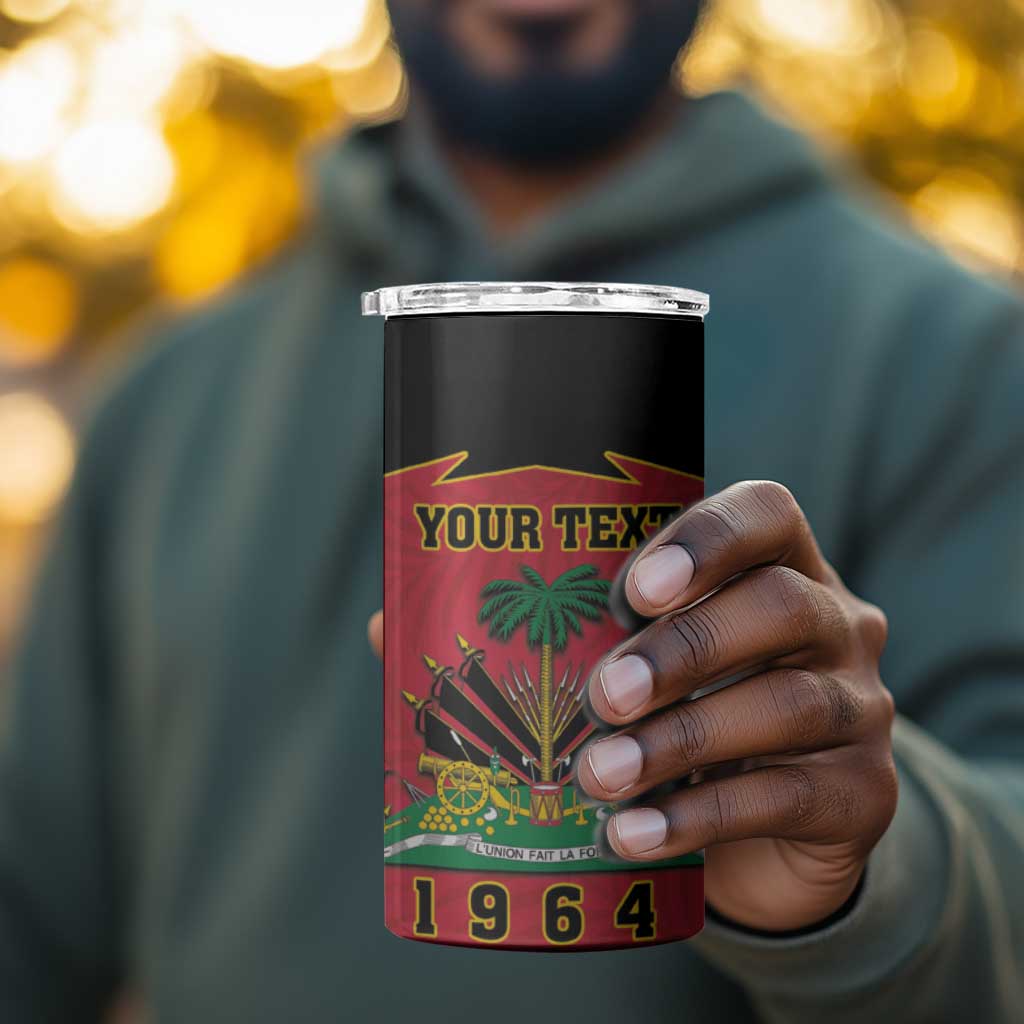 Personalized Afro-Haitians 1964 4 in 1 Can Cooler Tumbler Coat Of Arms Flag Style - African Pride