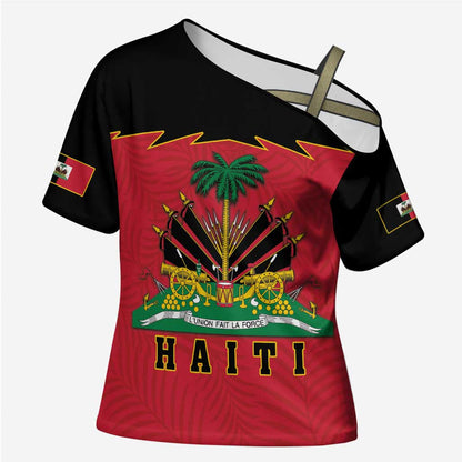 Personalized Afro-Haitians 1964 Cross Shoulder Shirt Coat Of Arms Flag Style
