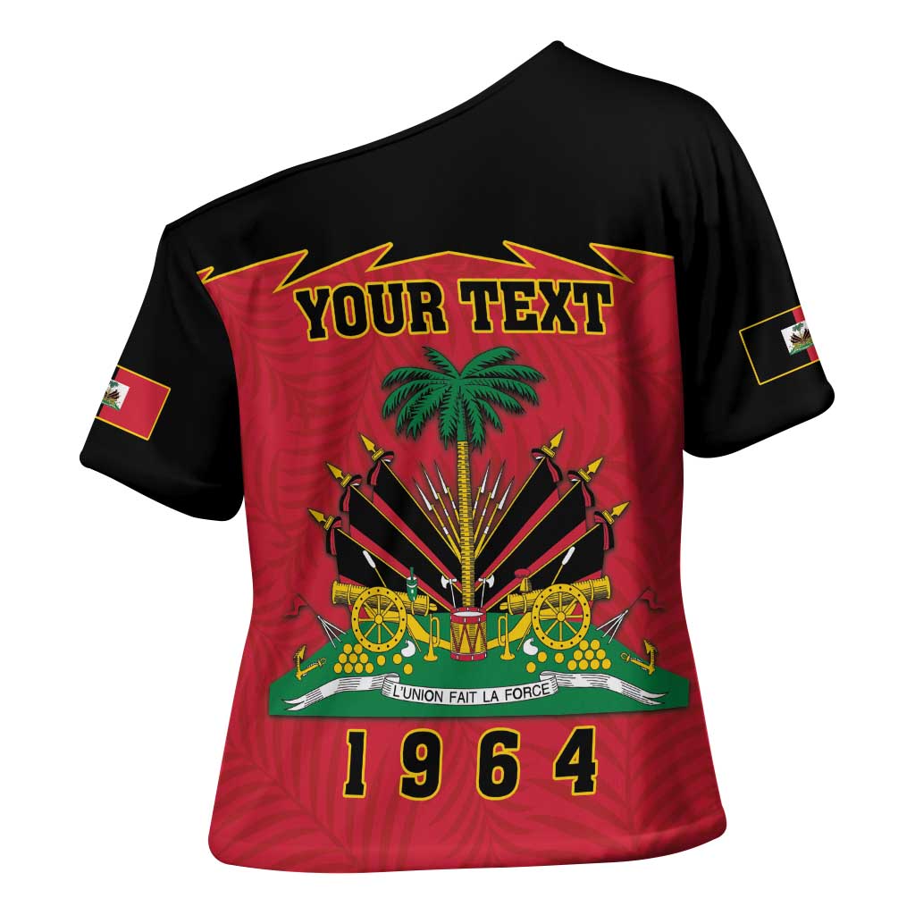 Personalized Afro-Haitians 1964 Cross Shoulder Shirt Coat Of Arms Flag Style