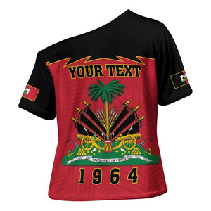 Personalized Afro-Haitians 1964 Cross Shoulder Shirt Coat Of Arms Flag Style