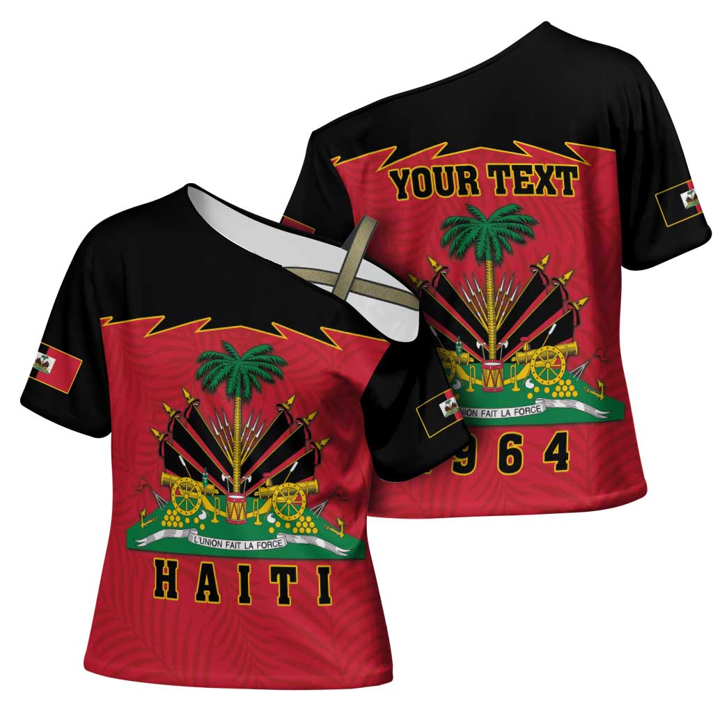 Personalized Afro-Haitians 1964 Cross Shoulder Shirt Coat Of Arms Flag Style