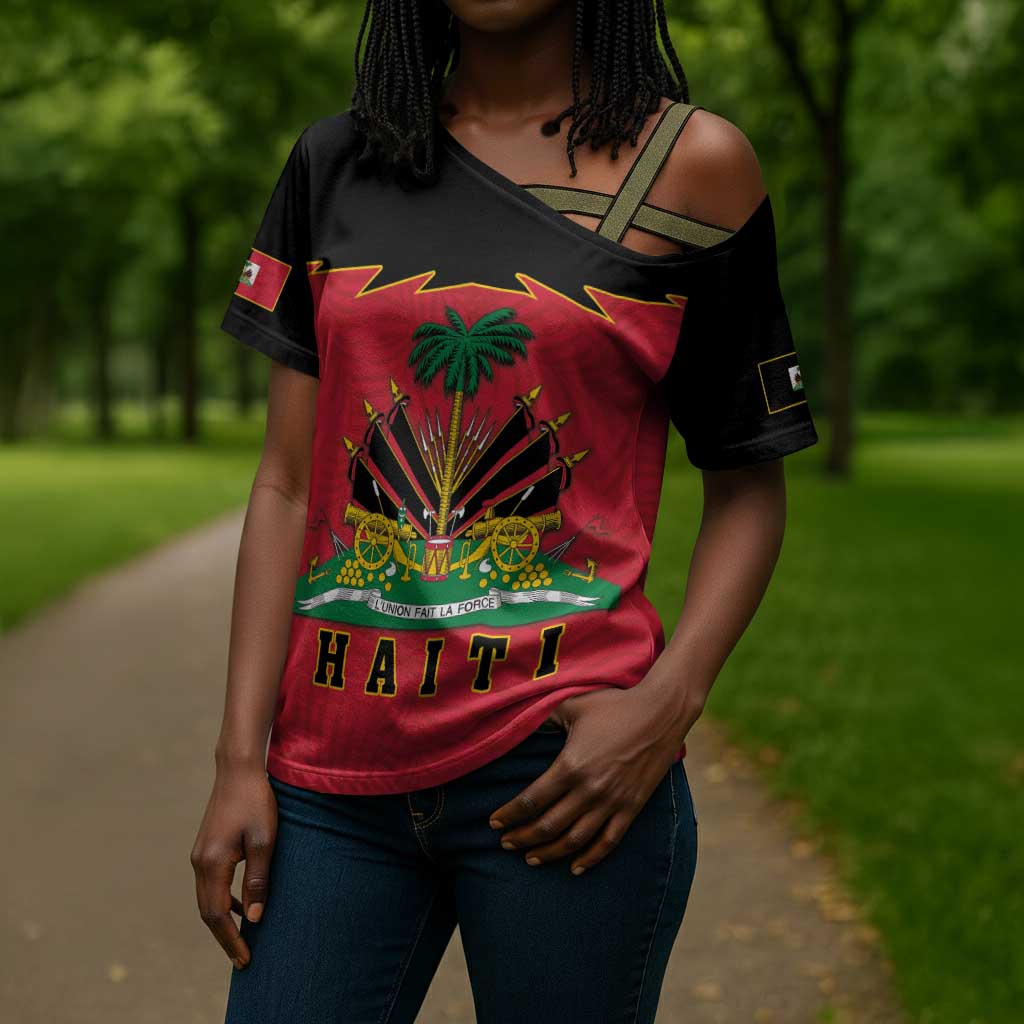 Personalized Afro-Haitians 1964 Cross Shoulder Shirt Coat Of Arms Flag Style