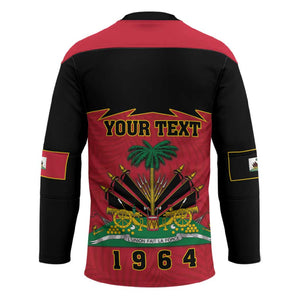 Personalized Afro-Haitians 1964 Hockey Jersey Coat Of Arms Flag Style