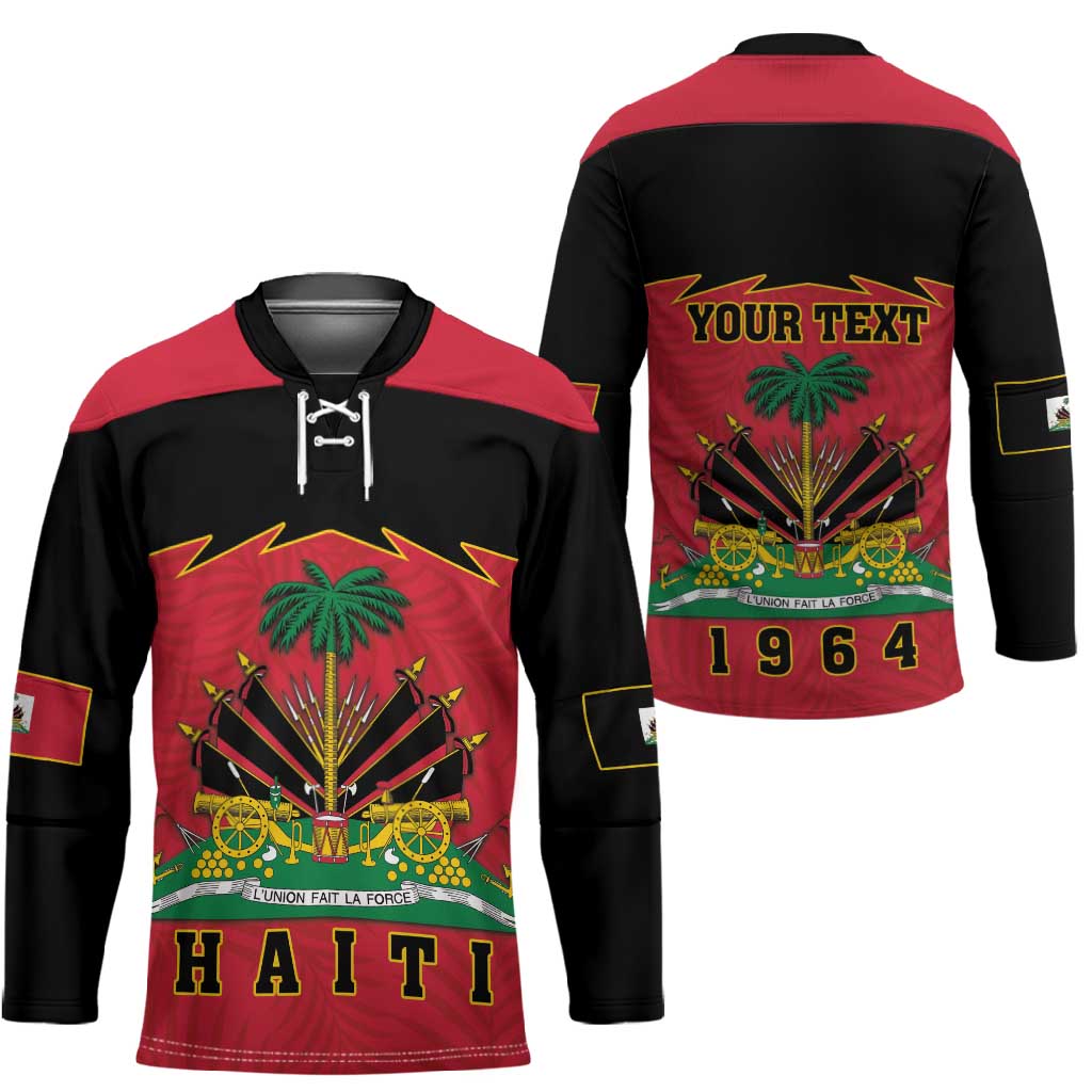 Personalized Afro-Haitians 1964 Hockey Jersey Coat Of Arms Flag Style