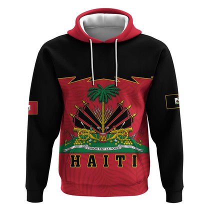 Personalized Afro-Haitians 1964 Hoodie Coat Of Arms Flag Style - African Pride