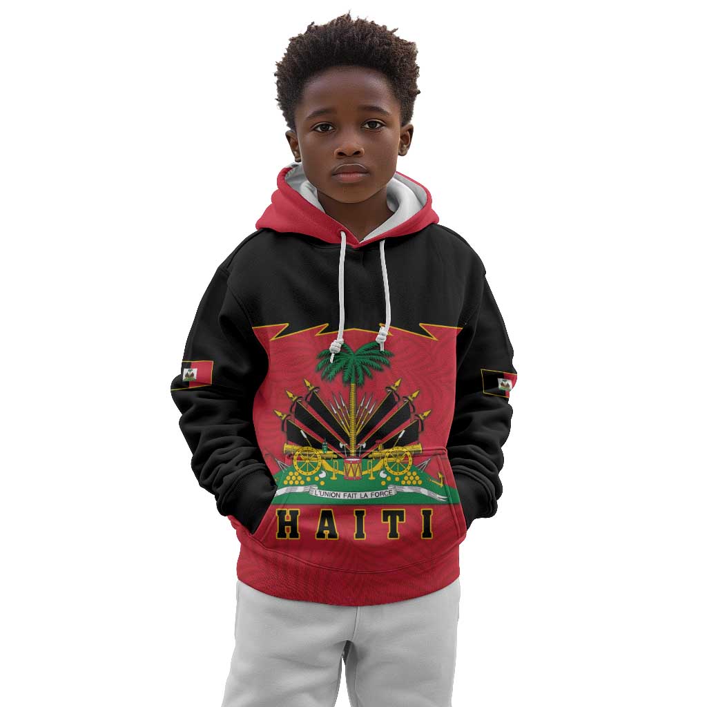 Personalized Afro-Haitians 1964 Kid Hoodie Coat Of Arms Flag Style - African Pride