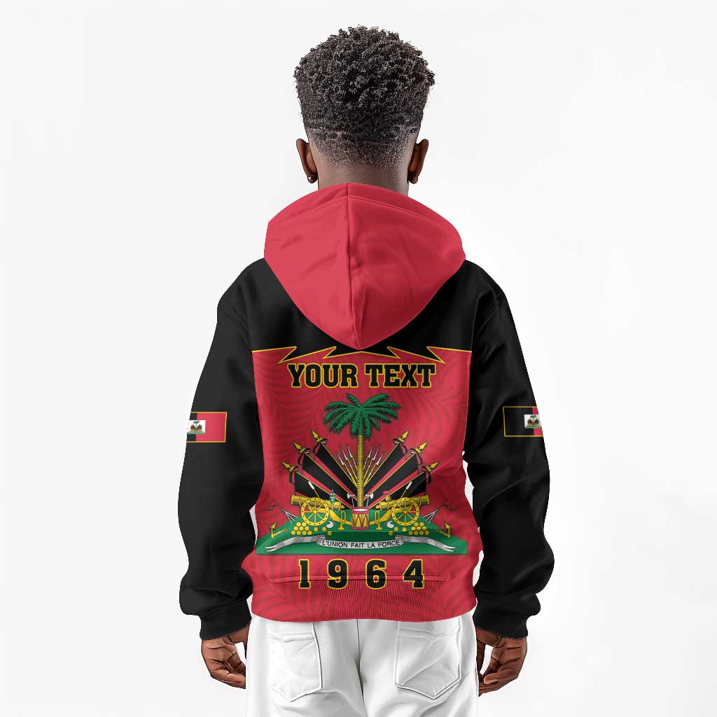 Personalized Afro-Haitians 1964 Kid Hoodie Coat Of Arms Flag Style - African Pride