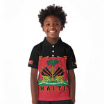 Personalized Afro-Haitians 1964 Kid Polo Shirt Coat Of Arms Flag Style - African Pride