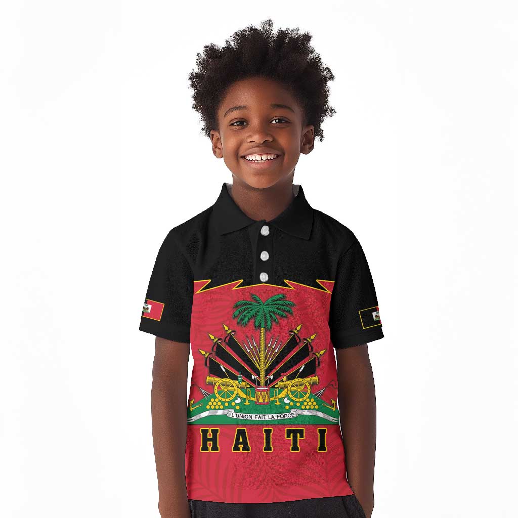 Personalized Afro-Haitians 1964 Kid Polo Shirt Coat Of Arms Flag Style - African Pride