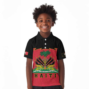 Personalized Afro-Haitians 1964 Kid Polo Shirt Coat Of Arms Flag Style - African Pride